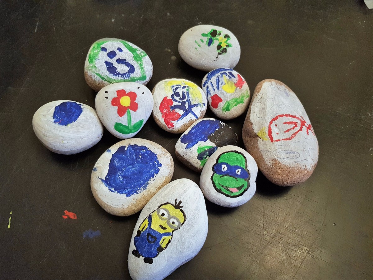 Collection of painted rocks