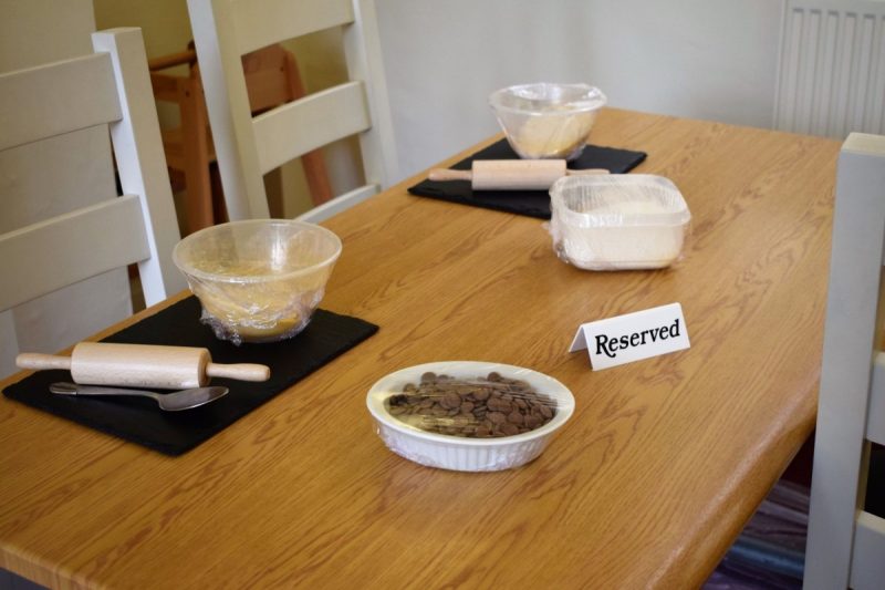 Cookie marking set up, ready for the children to come and make cookies
