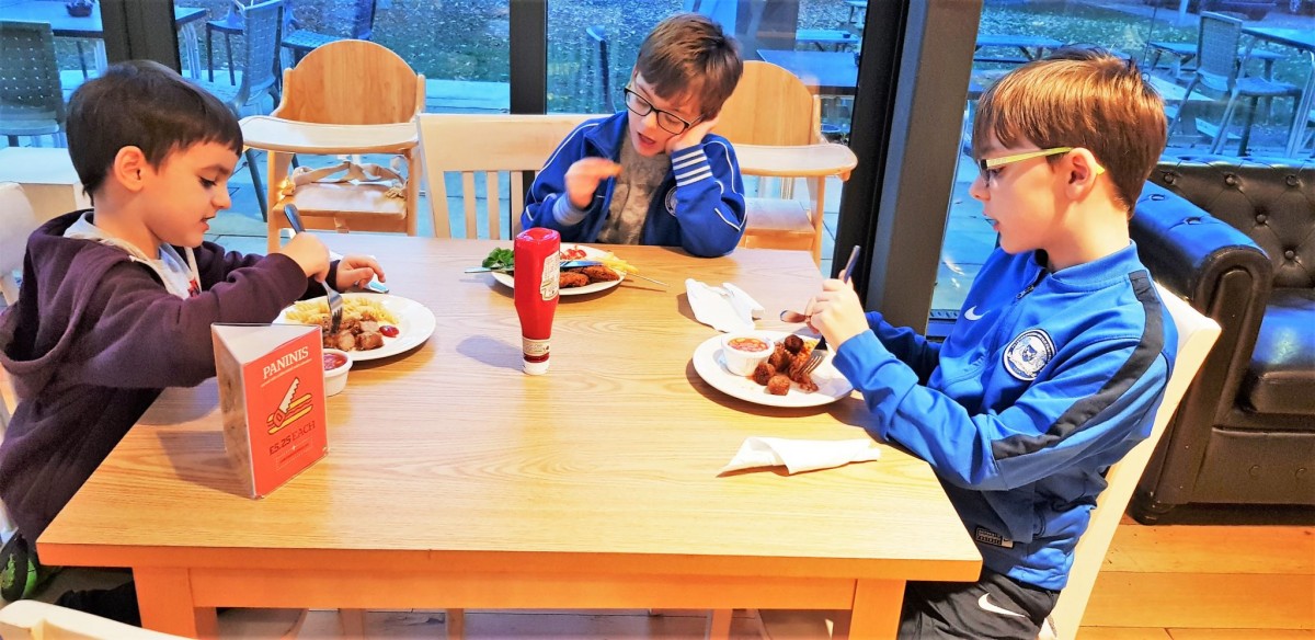 Boys eating their evening meal at YHA York