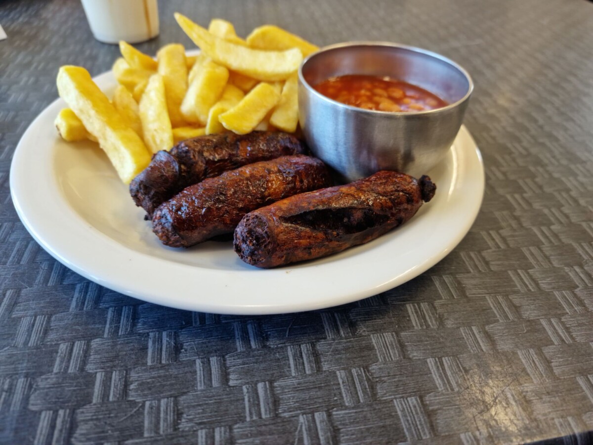 Sausage meal at Sara's Tearoom
